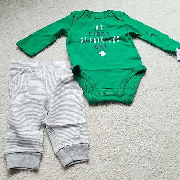 3 For $30. St. Patricks day 2 piece set. Pants and long sleeve bodysuit - Picture 1 of 6